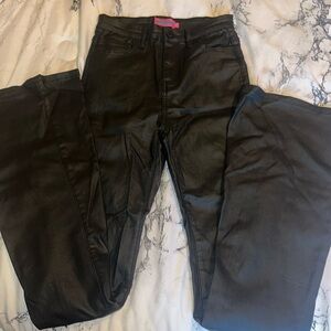 Leather flare pants